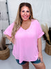 Non-Sheer Lightweight Dolman Sleeve V-Neck Blouse