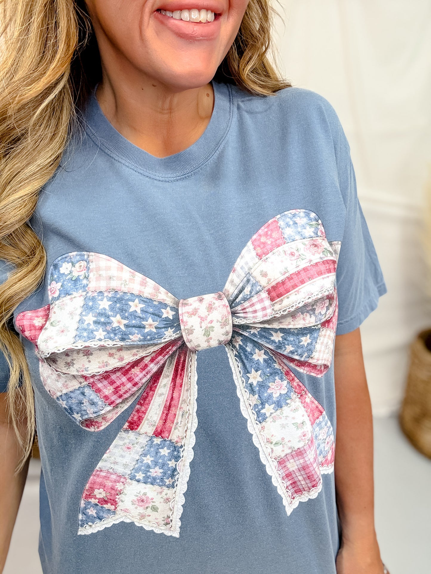 Patriotic Coquette Bow Short Sleeve Graphic Tee