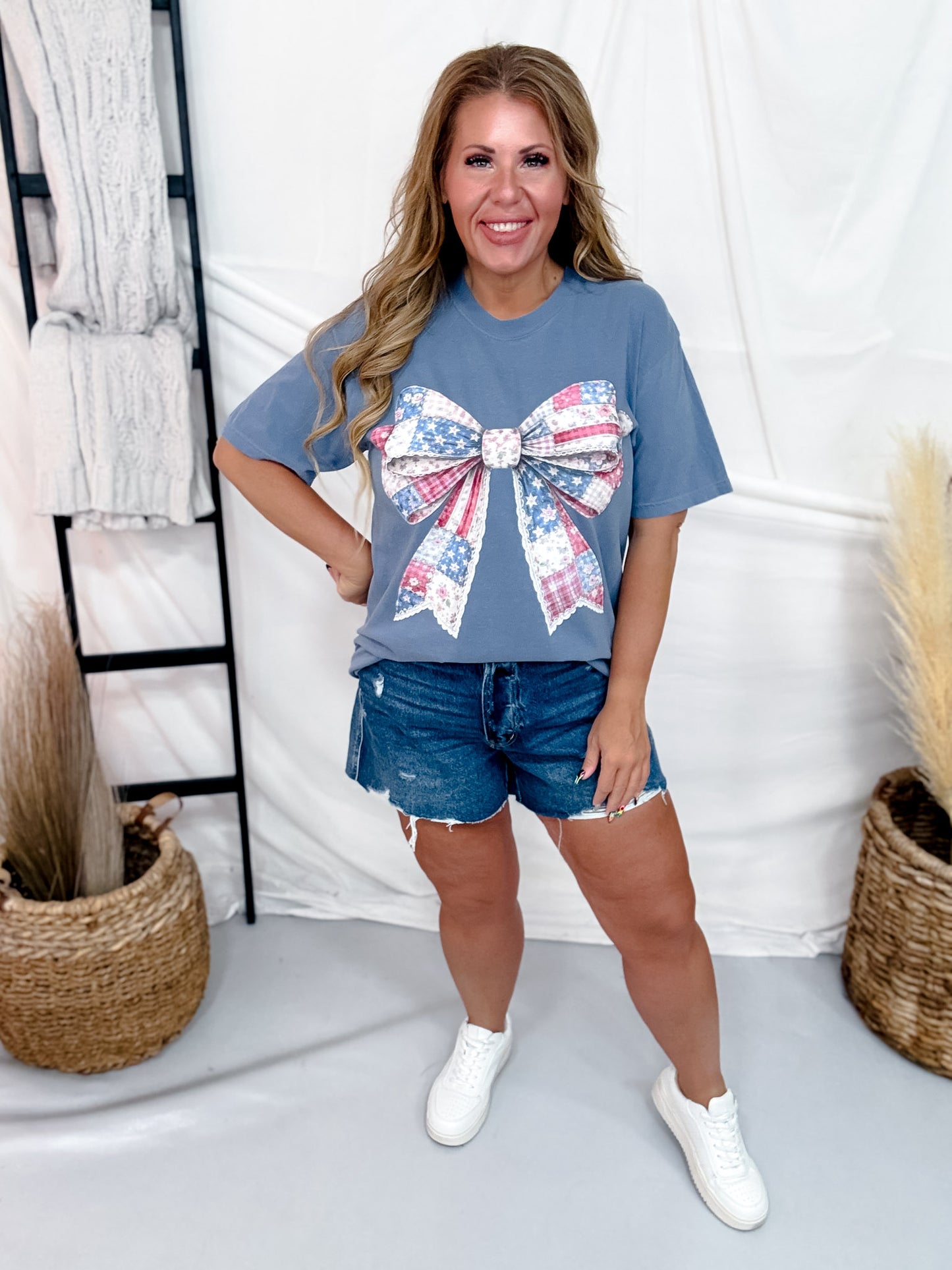Patriotic Coquette Bow Short Sleeve Graphic Tee