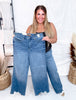 Judy Blue Tummy Control Chewed Hem Wide Leg Jeans