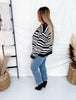 Long Sleeve Knit Black & White Cardigan W/ Button Down Front