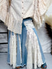 Denim and Lace Wide Leg Flare Pants