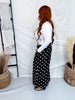 Black & White Polka Dot Pleated Cropped Wide Leg Pants