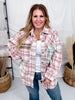 Long Sleeve Mixed Print Plaid Knit Shacket