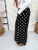 Black & White Polka Dot Pleated Cropped Wide Leg Pants
