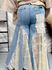 Denim and Lace Wide Leg Flare Pants