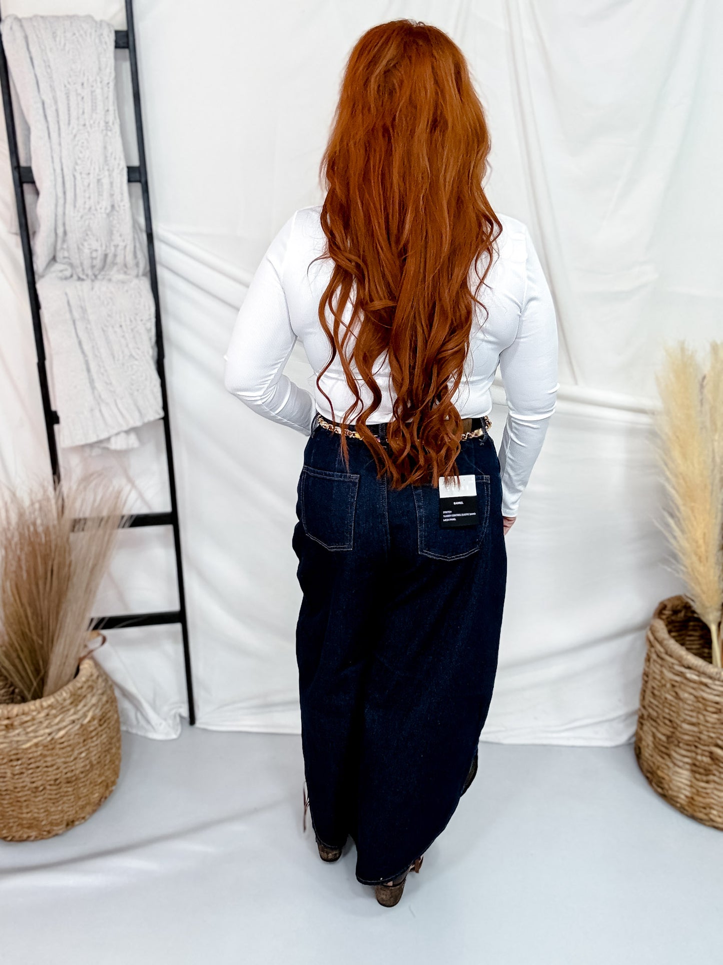 Saige Denim Open Side Barrel Leg Jeans