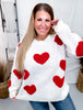 Long Sleeve Red Heart Print Knit Sweater