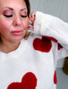Long Sleeve Red Heart Print Knit Sweater