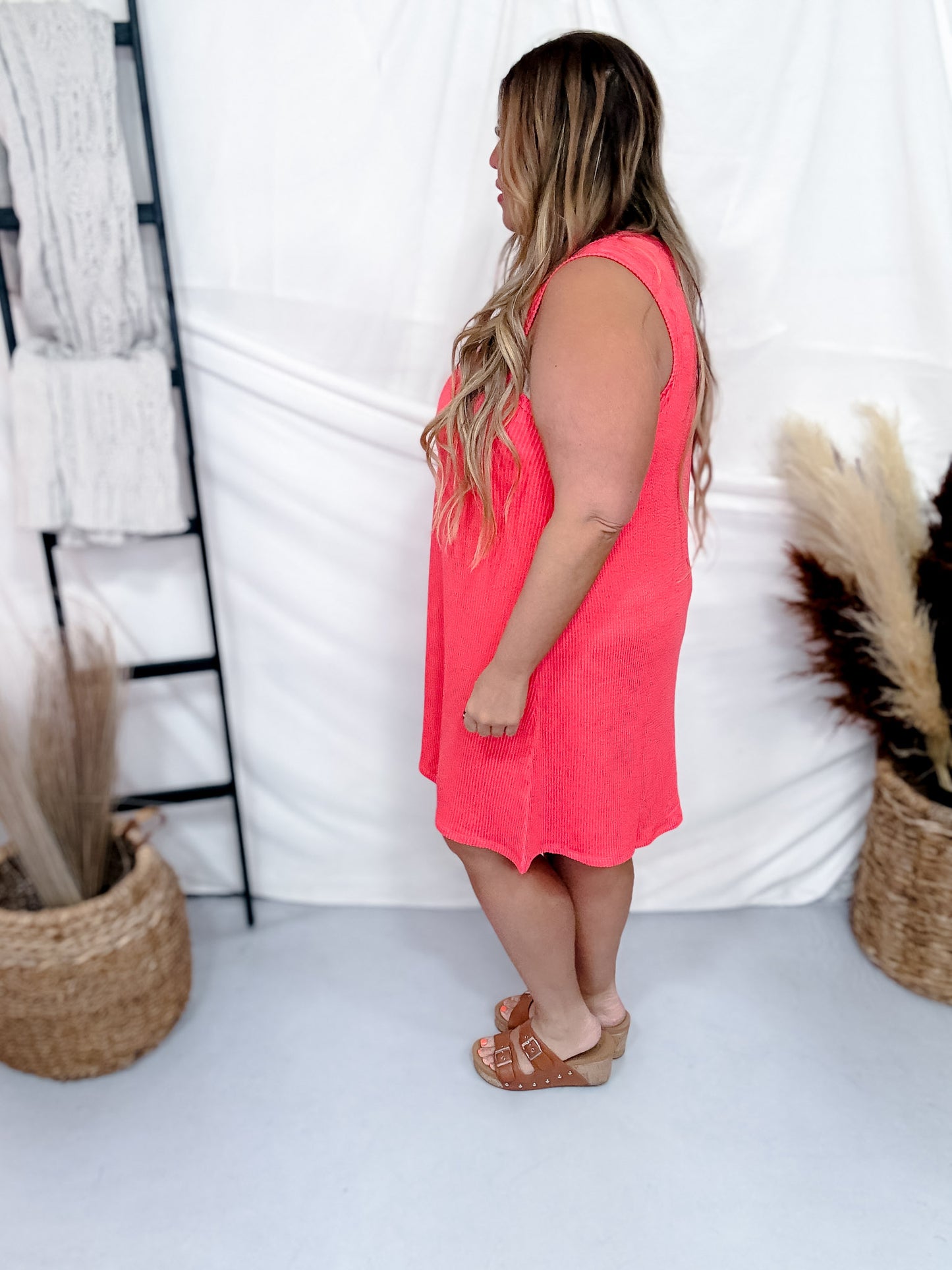 Ribbed V-Neckline Tanks Top Dress (8 Colors)