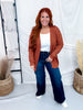 Rust Brown Long Sleeve Cable Knit Open Front Cardigan