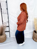 Rust Brown Long Sleeve Cable Knit Open Front Cardigan