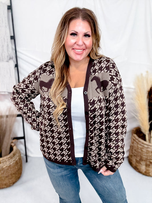 Long Sleeve Western Mustang Button Up Cardigan