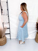 Light Chambray Denim Scoop Neck Maxi Dress