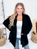 Solid Black Long Sleeve Knit Open Cardigan W/ Pockets