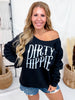 Dirty Hippie Black Off The Shoulder Cut Neckline Sweatshirt