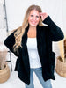 Solid Black Long Sleeve Knit Open Cardigan W/ Pockets