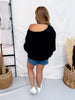 Dirty Hippie Black Off The Shoulder Cut Neckline Sweatshirt