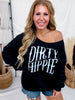 Dirty Hippie Black Off The Shoulder Cut Neckline Sweatshirt