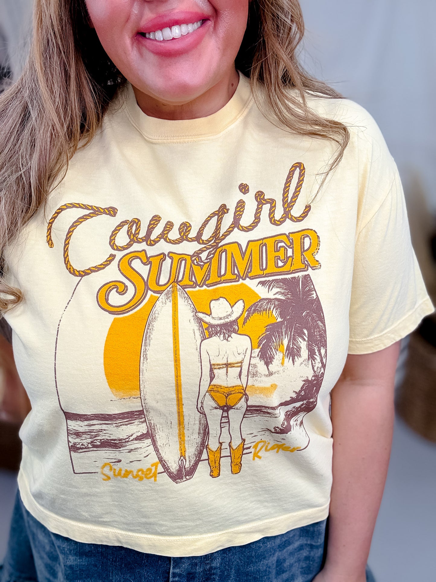 Cowgirl Summer Beach Vibes Graphic Midi Shirt