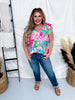 Tropical Blossoms Petal Sleeve Top