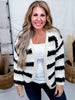 Long Sleeve Striped Chunky Hand Knit Open Cardigan