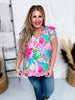Tropical Blossoms Petal Sleeve Top