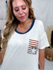 Round Neck Top With American Flag Icon & Side Slit