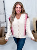 Multi Color Ruffle Button Down Sweater Cardigan