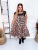Leopard Print Crochet Bodice Tiered Mini Dress