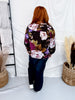 Mystic Violet Floral Print Balloon Sleeve Top W/ Split Neckline
