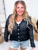 Long Sleeve Solid Black Button Up Knit Cardigan