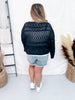 Long Sleeve Solid Black Button Up Knit Cardigan