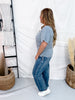 Steel Blue Short Sleeve Top With Ruched Sides