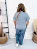 Steel Blue Short Sleeve Top With Ruched Sides
