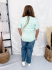 Mint Green Short Sleeve Top With Ruched Sides