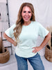 Mint Green Short Sleeve Top With Ruched Sides