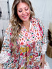 Mix And Match Floral Print Bubble Sleeve Dress