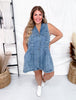 Washed Denim Dress With Pin Tuck Detailing