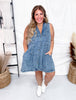 Washed Denim Dress With Pin Tuck Detailing