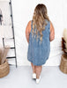 Washed Denim Dress With Pin Tuck Detailing