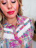 Plaid Posse Button Up Western Short Sleeve Top