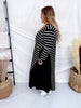 Black & White Striped Color Block Long Sleeve Dress
