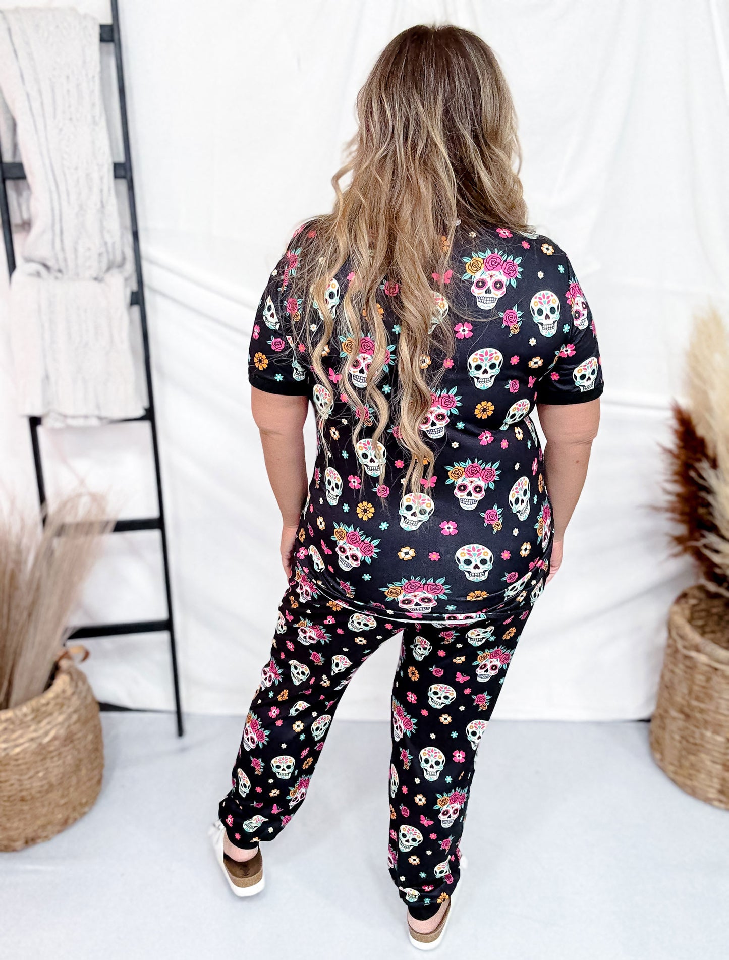 Sugar Skulls Short Sleeve and Joggers Pajama Set