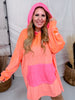 Neon Coral Long Sleeve Long Hooded Loungewear Top