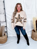 Long Sleeve Sweater With Leopard Print Star & Studded Details