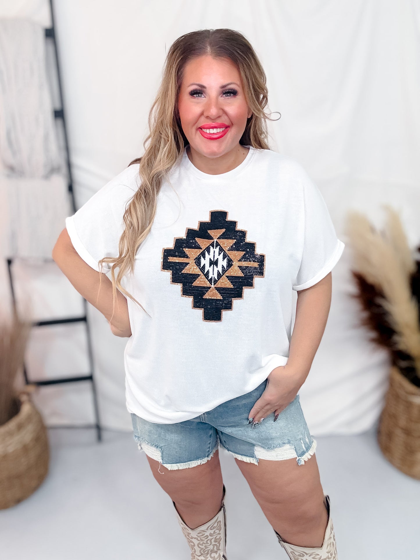 Guadalupe Sparkle Short Sleeve Sequin Detailed Top