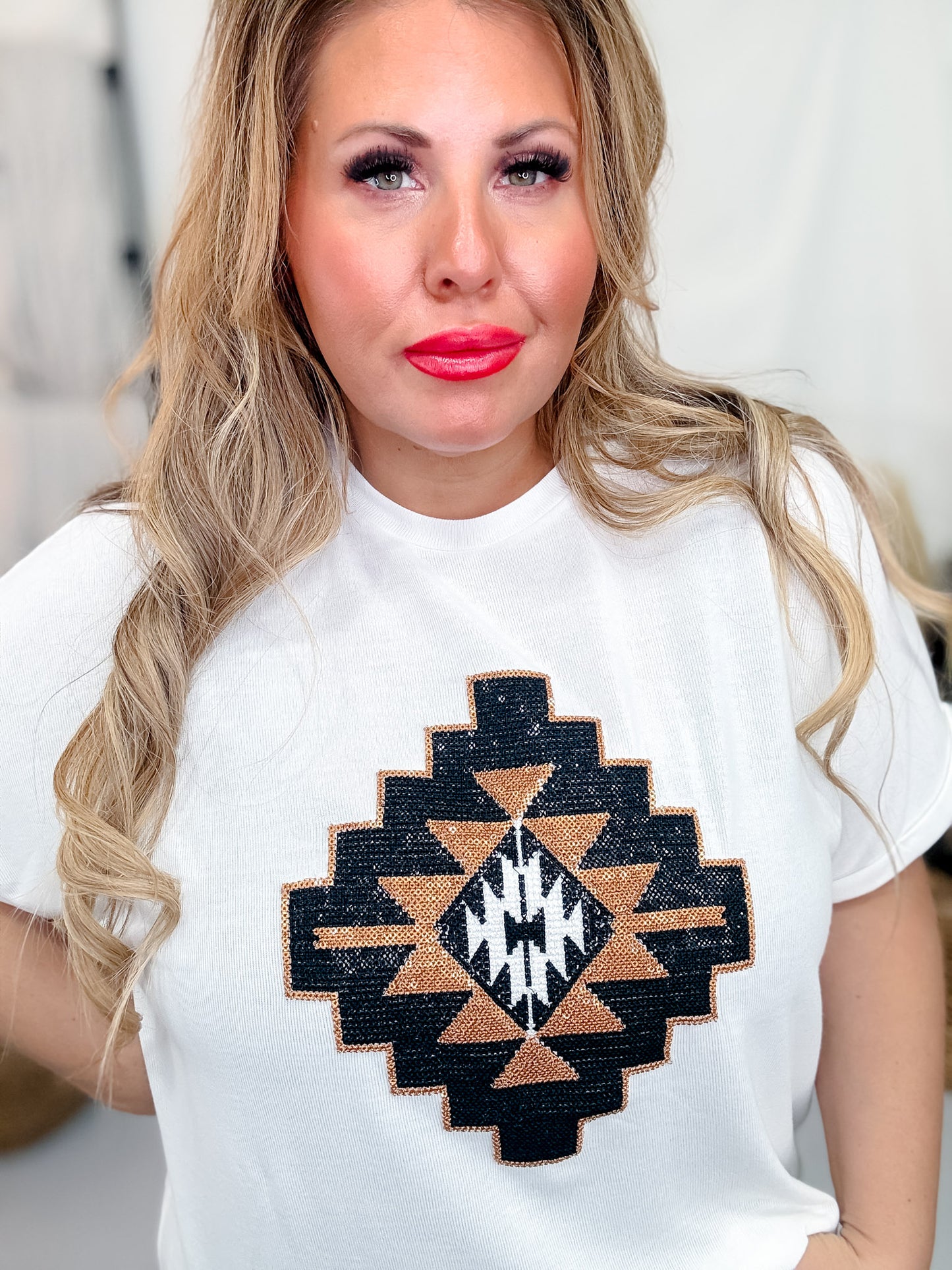 Guadalupe Sparkle Short Sleeve Sequin Detailed Top