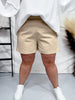 Beige High Waist Linen Shorts
