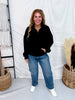 Black Mock Neck Half Zip Up Sweatshirt